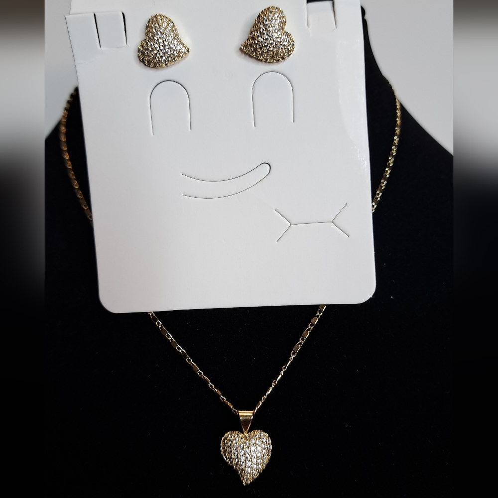 Heart's A Glow Necklace & Earring Set 18in